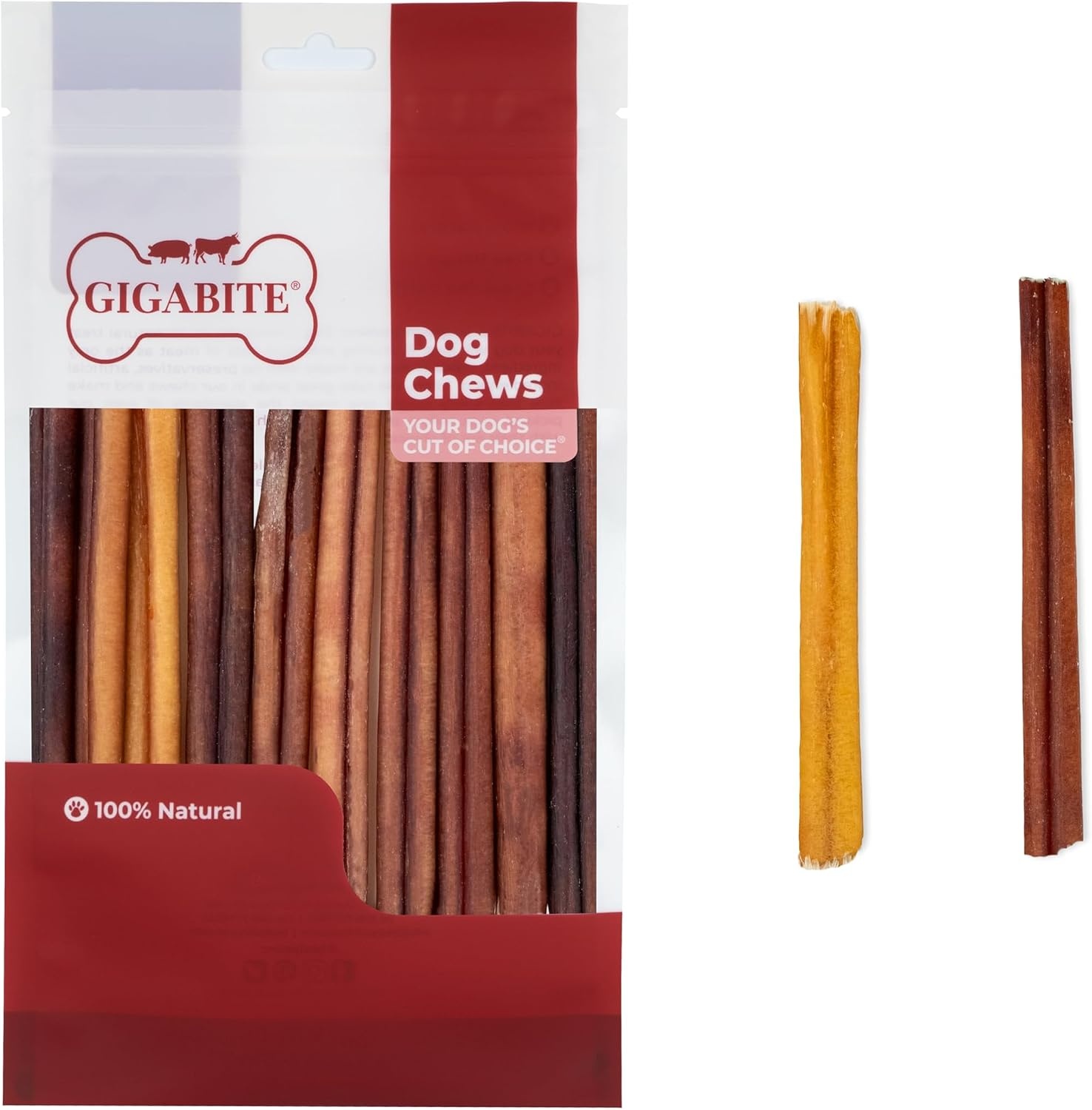 image:imageGigaBite Bully Sticks for Dogs All Natural Beef Pizzle Dog Chews Odor amp Rawhide Free Dog Treats Long Lasting High Protein Chews Digestible Dental Dog Treat Sticks Monstrous 6 Pack of 86inch