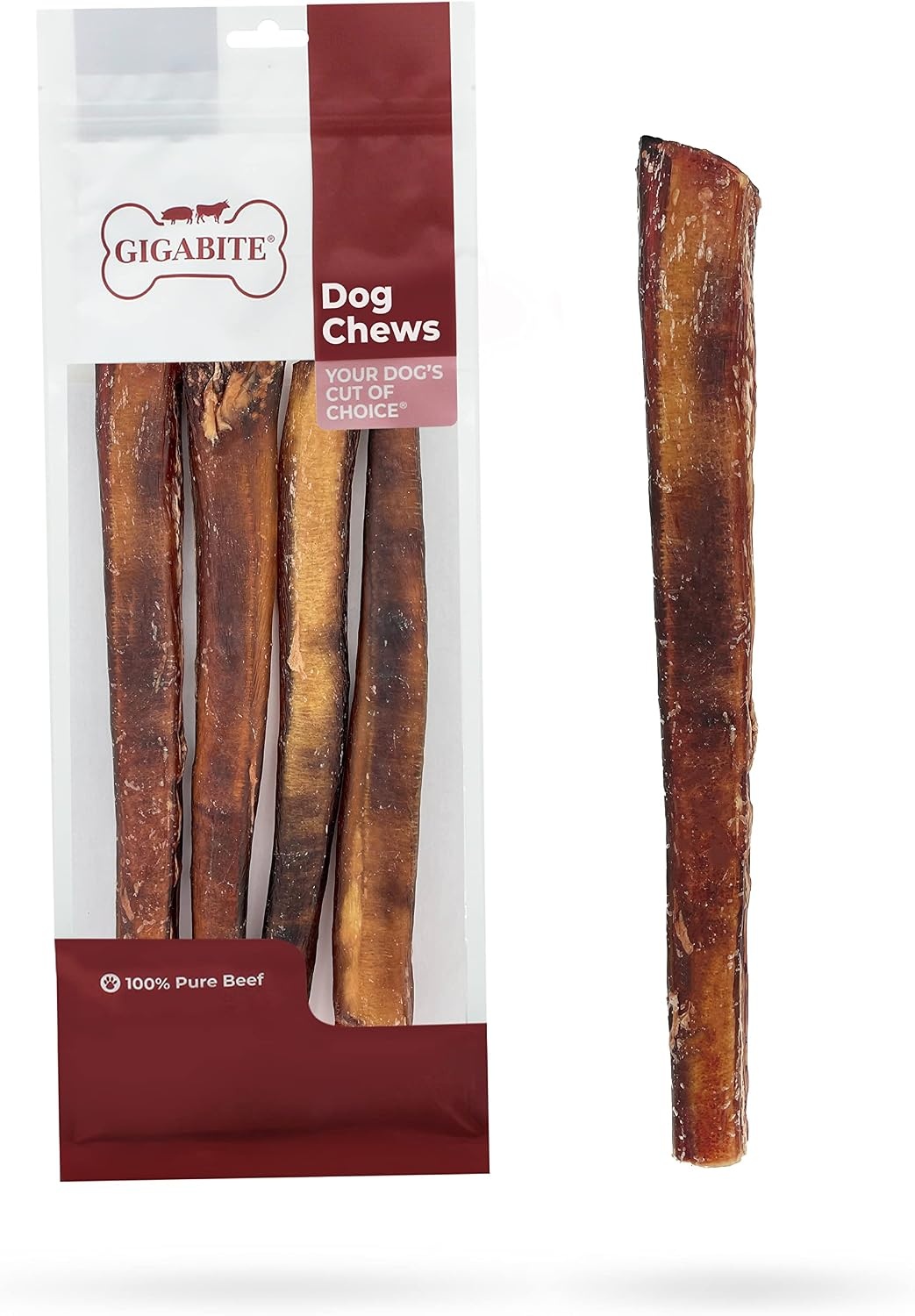 image:imageGigaBite Bully Sticks for Dogs All Natural Beef Pizzle Dog Chews Odor amp Rawhide Free Dog Treats Long Lasting High Protein Chews Digestible Dental Dog Treat Sticks Monstrous 6 Pack of 812inch