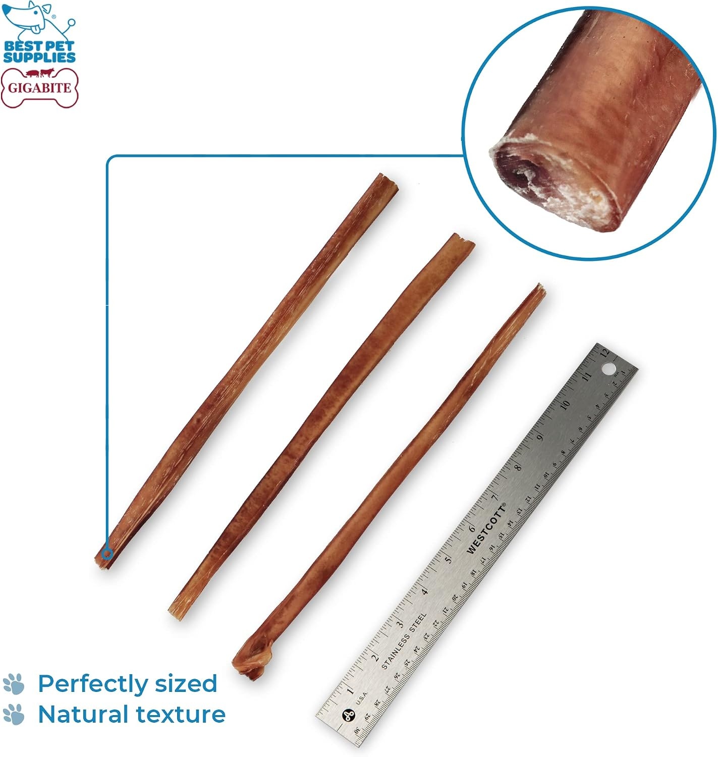 image:imageGigaBite Bully Sticks for Dogs All Natural Beef Pizzle Dog Chews Odor amp Rawhide Free Dog Treats Long Lasting High Protein Chews Digestible Dental Dog Treat Sticks Monstrous 6 Pack of 812inch