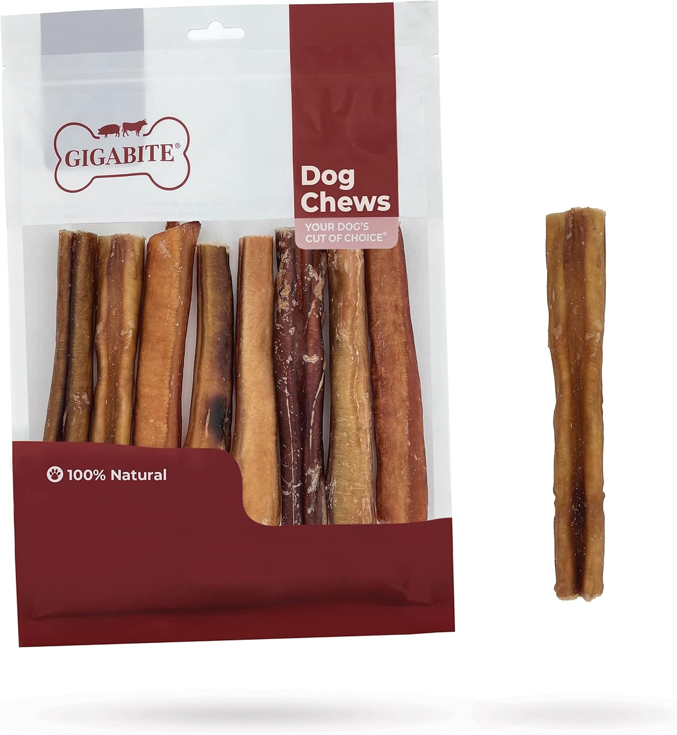 image:imageGigaBite Bully Sticks for Dogs All Natural Beef Pizzle Dog Chews Odor amp Rawhide Free Dog Treats Long Lasting High Protein Chews Digestible Dental Dog Treat Sticks Monstrous 6 Pack of 86inch