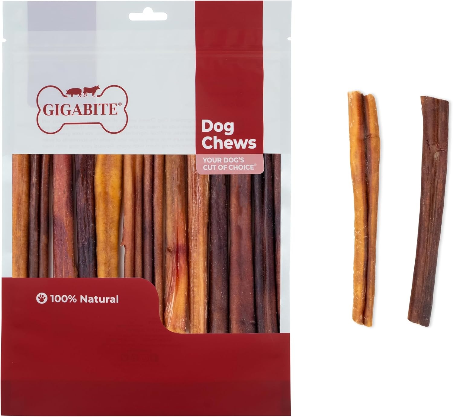 image:imageGigaBite Bully Sticks for Dogs All Natural Beef Pizzle Dog Chews Odor amp Rawhide Free Dog Treats Long Lasting High Protein Chews Digestible Dental Dog Treat Sticks Monstrous 6 Pack of 86inch
