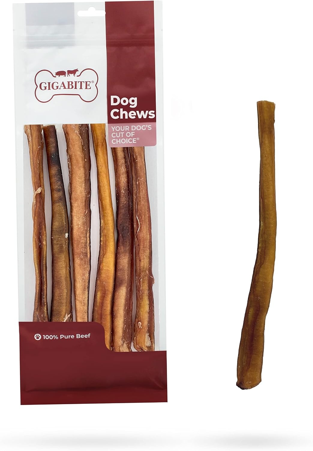 image:imageGigaBite Bully Sticks for Dogs All Natural Beef Pizzle Dog Chews Odor amp Rawhide Free Dog Treats Long Lasting High Protein Chews Digestible Dental Dog Treat Sticks Monstrous 6 Pack of 812inch