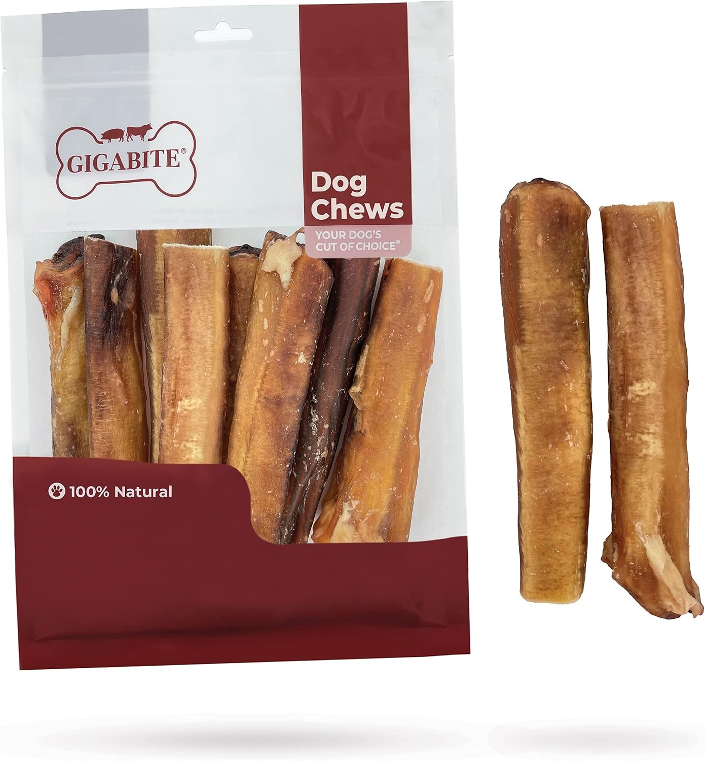 image:imageGigaBite Bully Sticks for Dogs All Natural Beef Pizzle Dog Chews Odor amp Rawhide Free Dog Treats Long Lasting High Protein Chews Digestible Dental Dog Treat Sticks Monstrous 6 Pack of 86inch