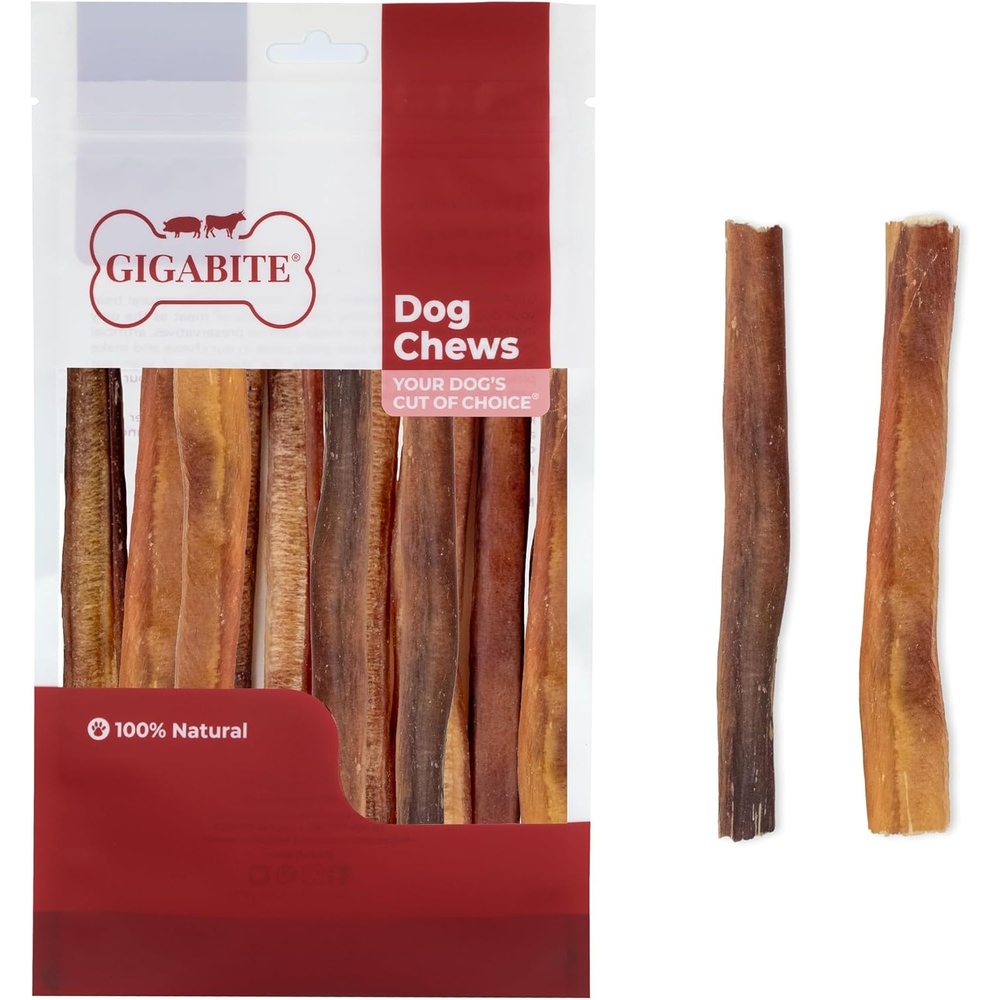 image:imageGigaBite Bully Sticks for Dogs All Natural Beef Pizzle Dog Chews Odor amp Rawhide Free Dog Treats Long Lasting High Protein Chews Digestible Dental Dog Treat Sticks Monstrous 6 Pack of 8Bully Sticks Halfcut 6
