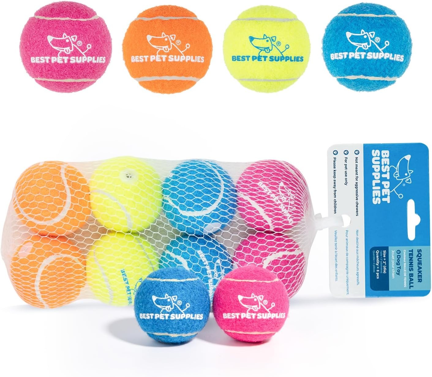 image:imageBest Pet Supplies Interactive Squeaky Dog Chew Toy Ideal Dog Toys for Chewers Small Medium amp Large Dogs and Fetch Lovers Tennis Yellow Medium Pack of 4Tennis Assorted Color