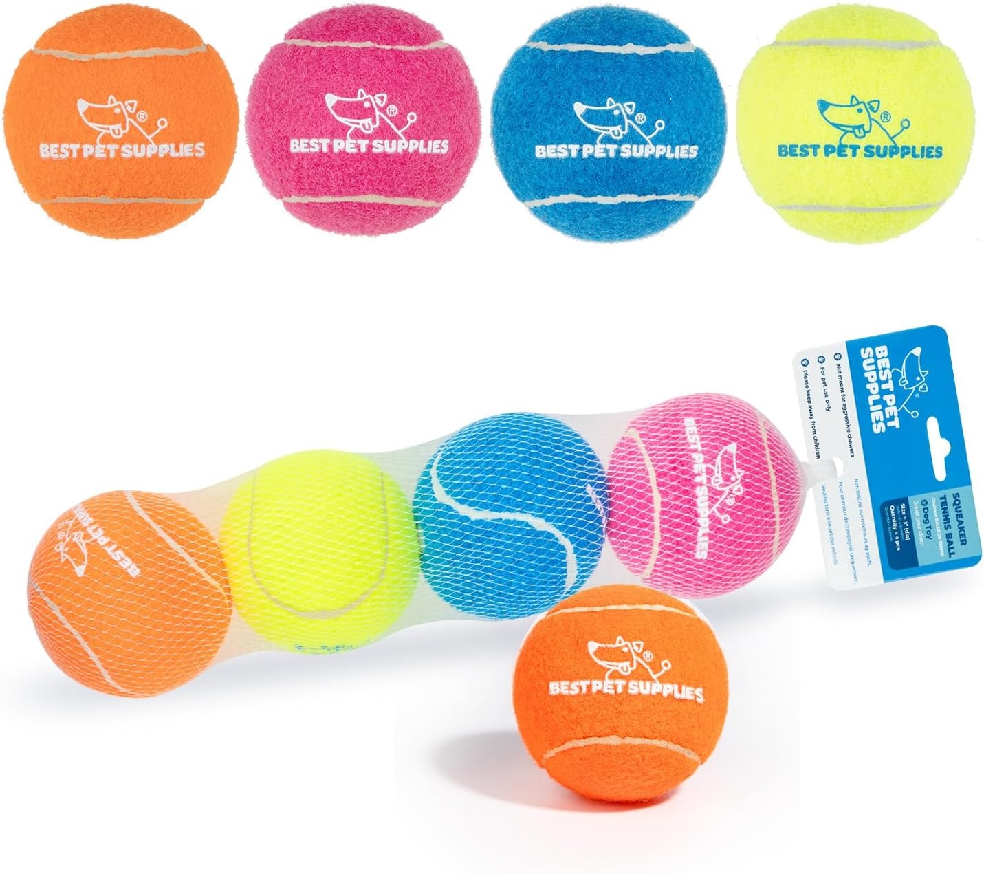 image:imageBest Pet Supplies Interactive Squeaky Dog Chew Toy Ideal Dog Toys for Chewers Small Medium amp Large Dogs and Fetch Lovers Tennis Yellow Medium Pack of 4Tennis Assorted Color