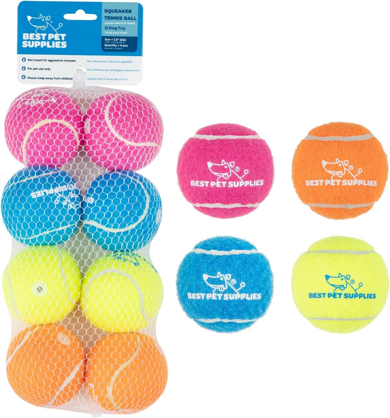 image:imageBest Pet Supplies Interactive Squeaky Dog Chew Toy Ideal Dog Toys for Chewers Small Medium amp Large Dogs and Fetch Lovers Tennis Yellow Medium Pack of 4Tennis Assorted Color