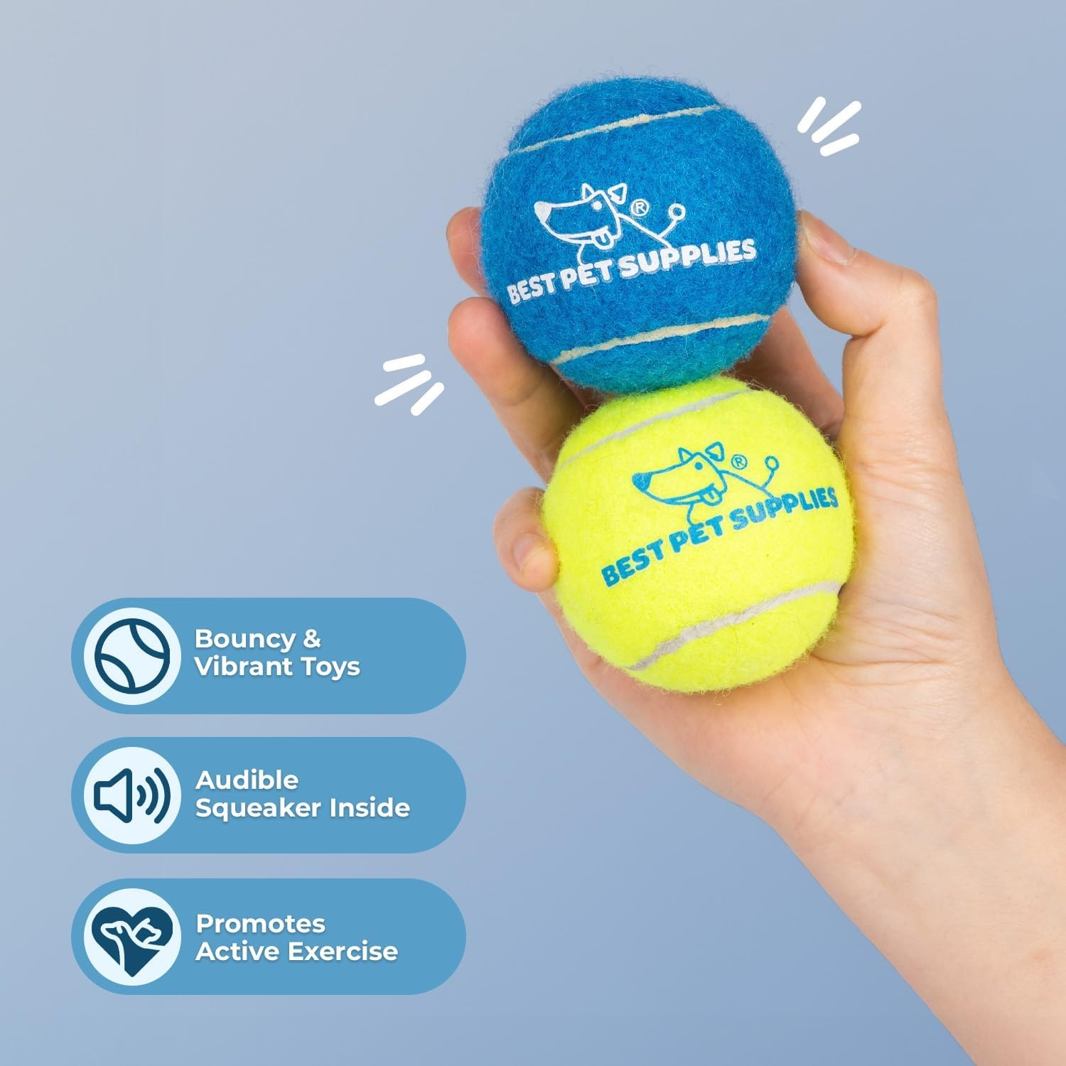 image:imageBest Pet Supplies Interactive Squeaky Dog Chew Toy Ideal Dog Toys for Chewers Small Medium amp Large Dogs and Fetch Lovers Tennis Yellow Medium Pack of 4Tennis Assorted Color