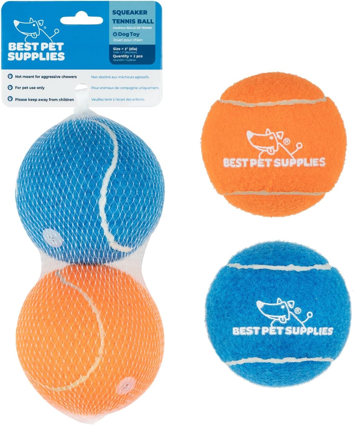 image:imageBest Pet Supplies Interactive Squeaky Dog Chew Toy Ideal Dog Toys for Chewers Small Medium amp Large Dogs and Fetch Lovers Tennis Yellow Medium Pack of 4Tennis Assorted Color