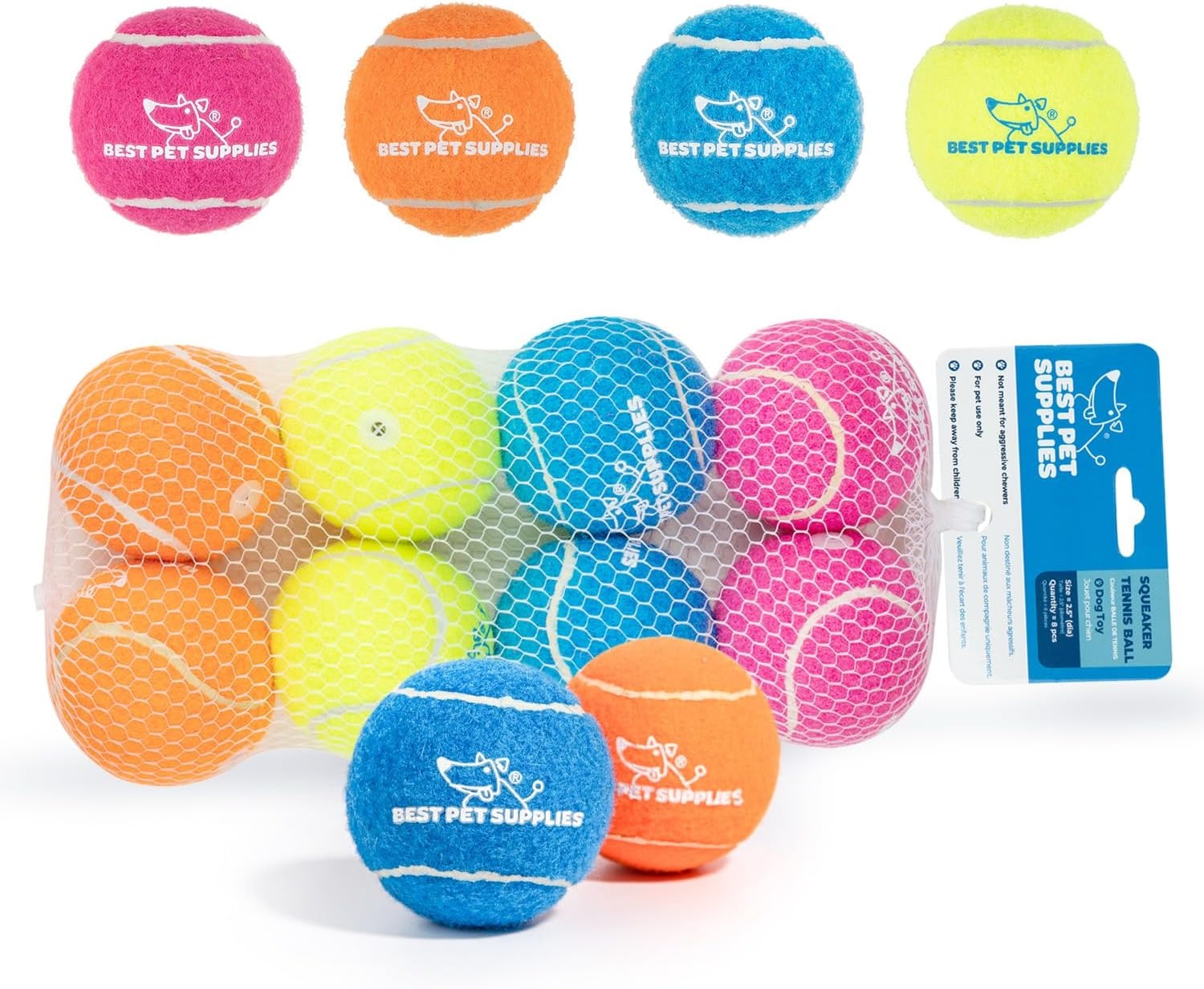 image:imageBest Pet Supplies Interactive Squeaky Dog Chew Toy Ideal Dog Toys for Chewers Small Medium amp Large Dogs and Fetch Lovers Tennis Yellow Medium Pack of 4Tennis Assorted Color