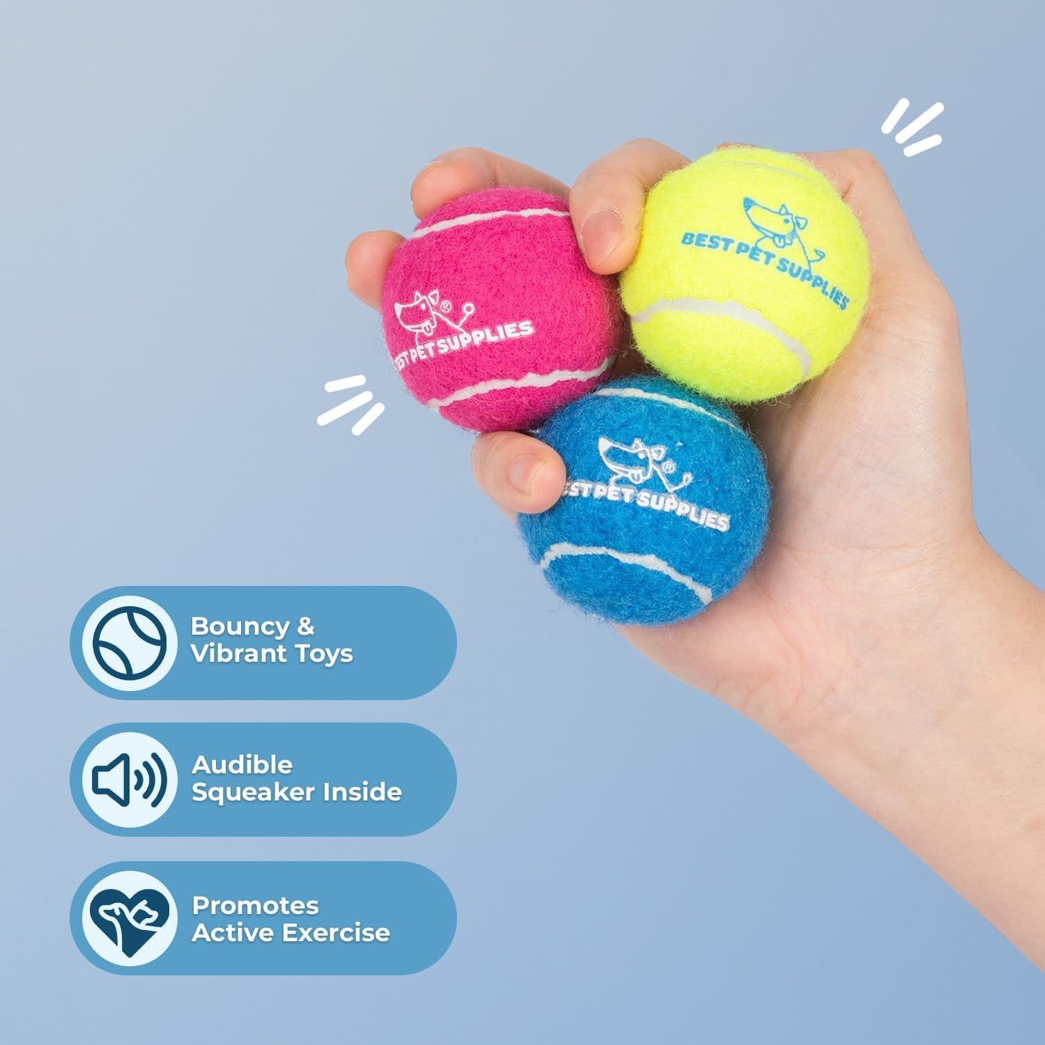 image:imageBest Pet Supplies Interactive Squeaky Dog Chew Toy Ideal Dog Toys for Chewers Small Medium amp Large Dogs and Fetch Lovers Tennis Yellow Medium Pack of 4Tennis Assorted Color