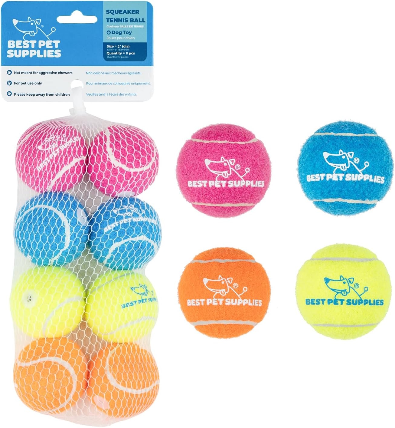 image:imageBest Pet Supplies Interactive Squeaky Dog Chew Toy Ideal Dog Toys for Chewers Small Medium amp Large Dogs and Fetch Lovers Tennis Yellow Medium Pack of 4Tennis Assorted Color