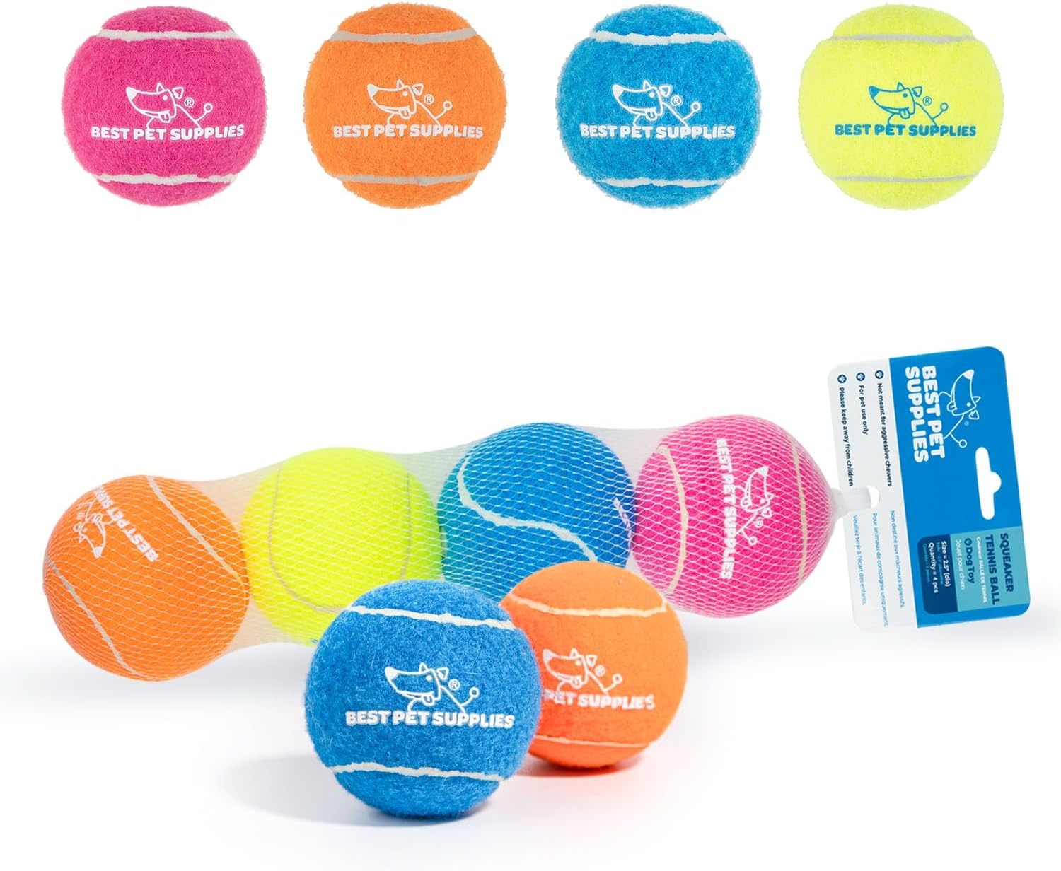 image:imageBest Pet Supplies Interactive Squeaky Dog Chew Toy Ideal Dog Toys for Chewers Small Medium amp Large Dogs and Fetch Lovers Tennis Yellow Medium Pack of 4Tennis Assorted Color