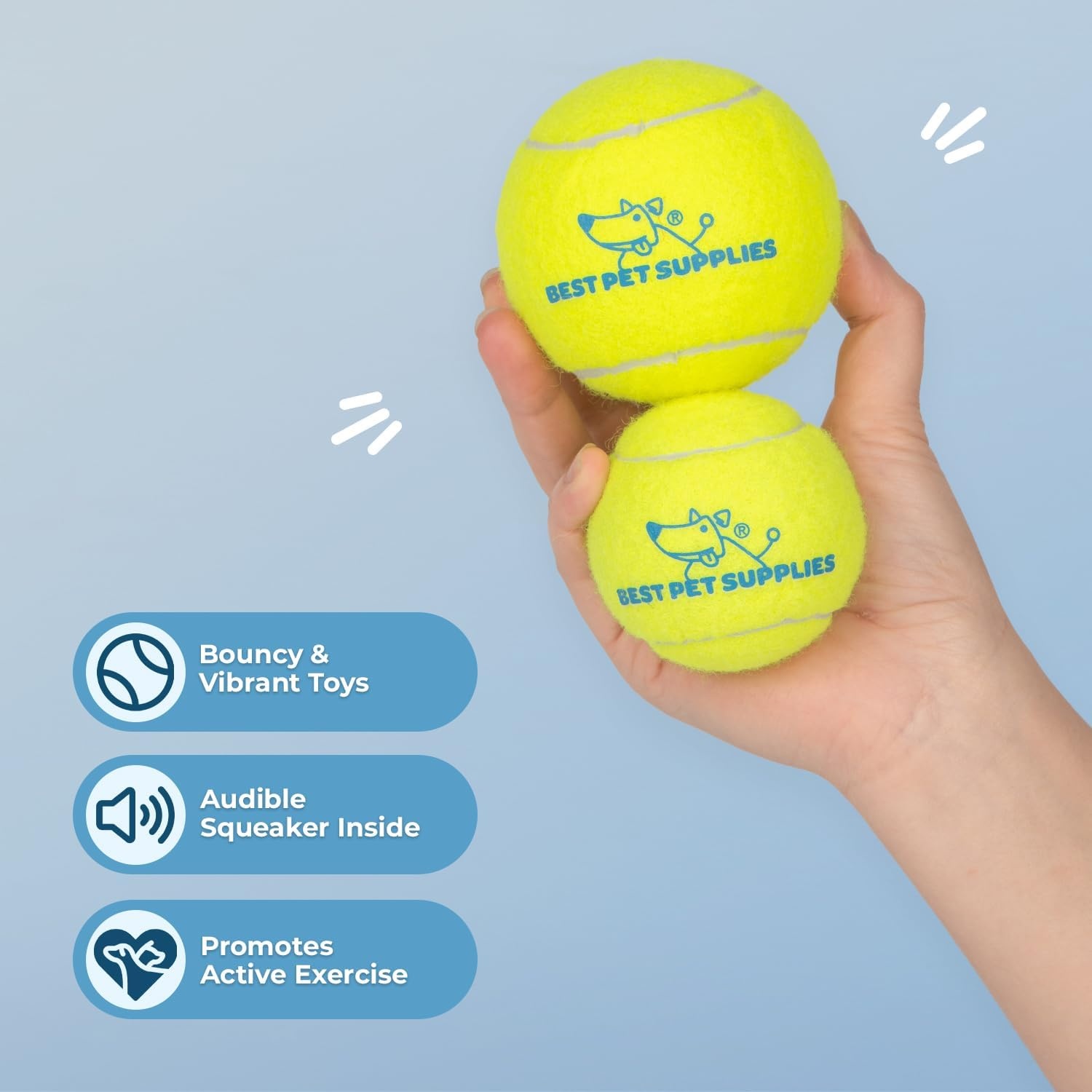 image:imageBest Pet Supplies Interactive Squeaky Dog Chew Toy Ideal Dog Toys for Chewers Small Medium amp Large Dogs and Fetch Lovers Tennis Yellow Medium Pack of 4Tennis Yellow