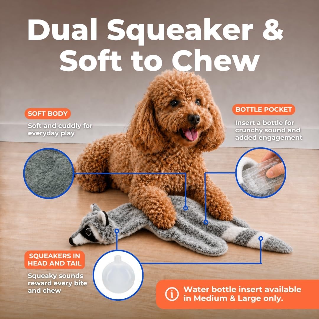 image:imageBest Pet Supplies Squeaky Dog Toys with Soft Durable Fabric for Small Medium and Large Pets Interactive Toy for Indoor Play Supports Active Biting and Play Fuchsia Green MediumGreyRaccoon