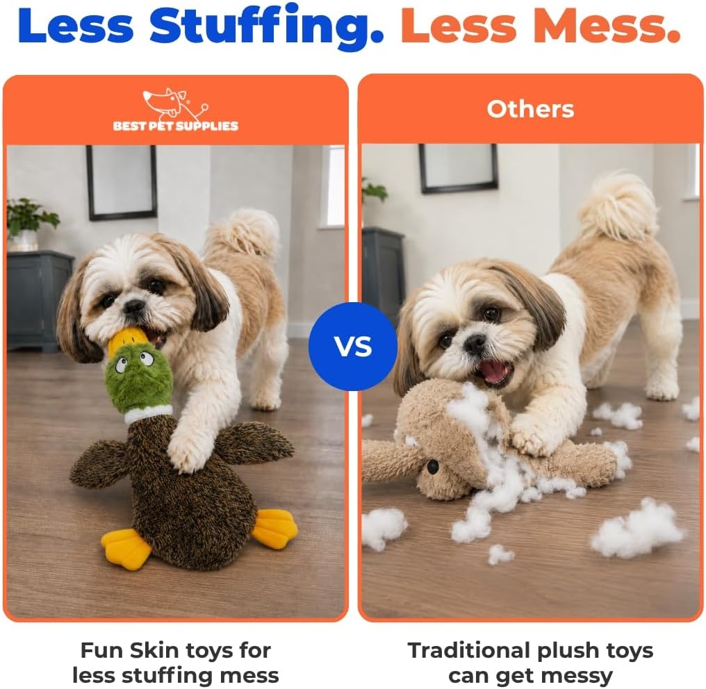 image:imageBest Pet Supplies Squeaky Dog Toys with Soft Durable Fabric for Small Medium and Large Pets Interactive Toy for Indoor Play Supports Active Biting and Play Fuchsia Green MediumBrownWild Duck