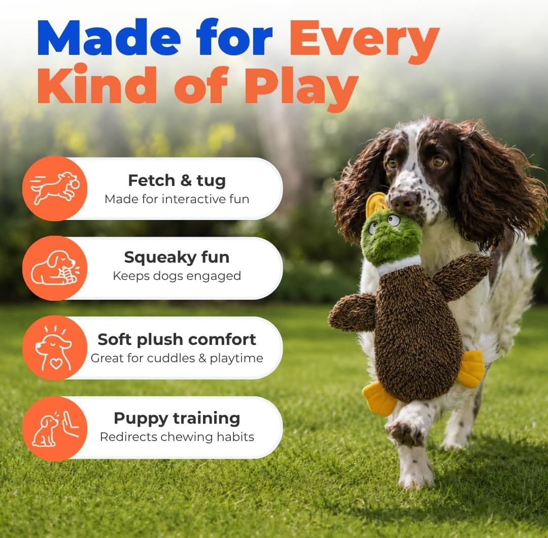 image:imageBest Pet Supplies Squeaky Dog Toys with Soft Durable Fabric for Small Medium and Large Pets Interactive Toy for Indoor Play Supports Active Biting and Play Fuchsia Green MediumBrownWild Duck