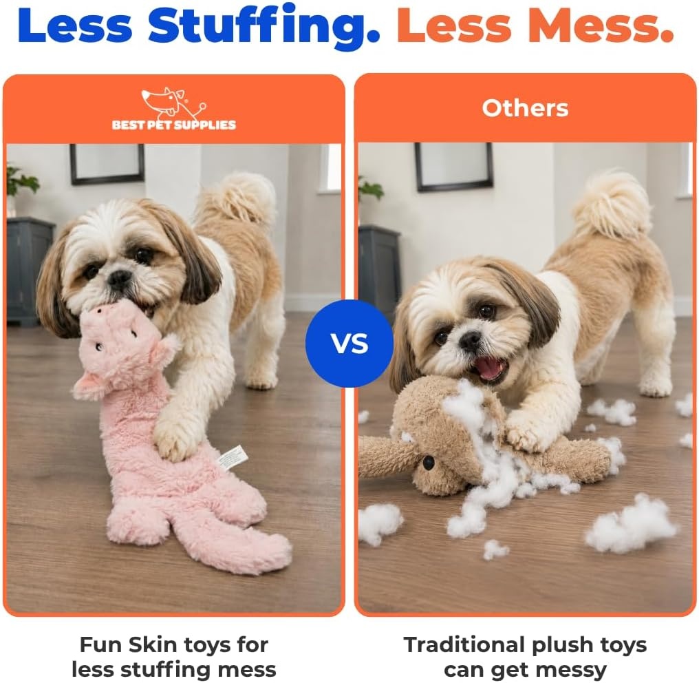 image:imageBest Pet Supplies Squeaky Dog Toys with Soft Durable Fabric for Small Medium and Large Pets Interactive Toy for Indoor Play Supports Active Biting and Play Fuchsia Green MediumPig