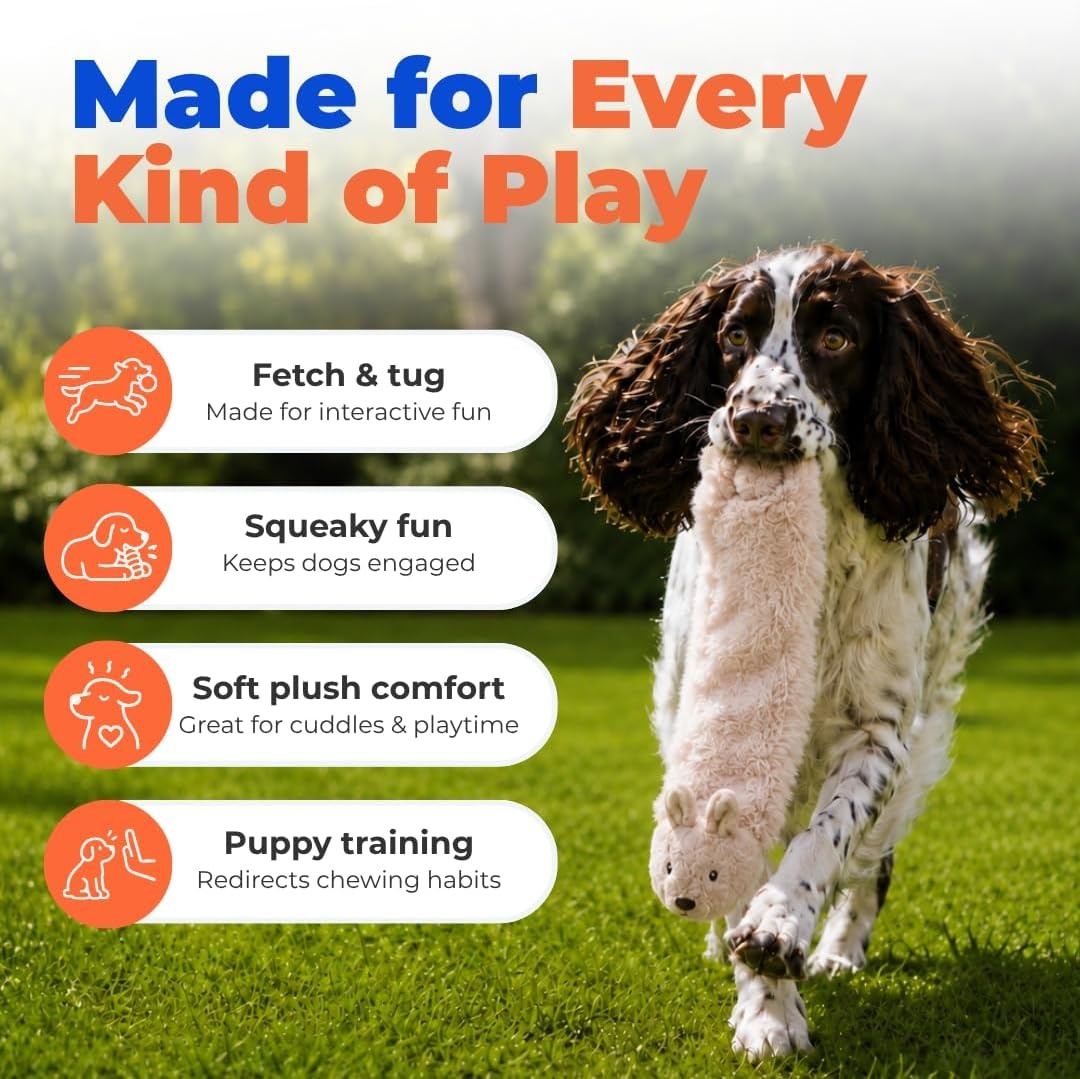 image:imageBest Pet Supplies Squeaky Dog Toys with Soft Durable Fabric for Small Medium and Large Pets Interactive Toy for Indoor Play Supports Active Biting and Play Fuchsia Green MediumBrownHare
