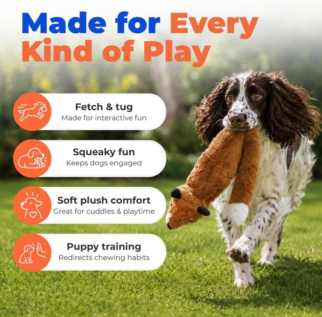 image:imageBest Pet Supplies Squeaky Dog Toys with Soft Durable Fabric for Small Medium and Large Pets Interactive Toy for Indoor Play Supports Active Biting and Play Fuchsia Green MediumBrownFox