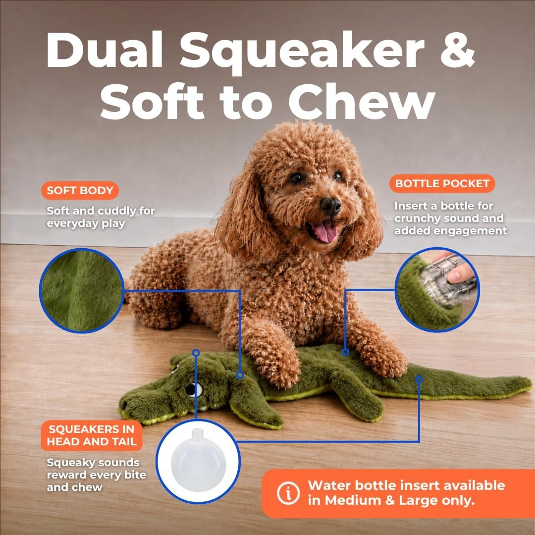 image:imageBest Pet Supplies Squeaky Dog Toys with Soft Durable Fabric for Small Medium and Large Pets Interactive Toy for Indoor Play Supports Active Biting and Play Fuchsia Green MediumGreenAlligator