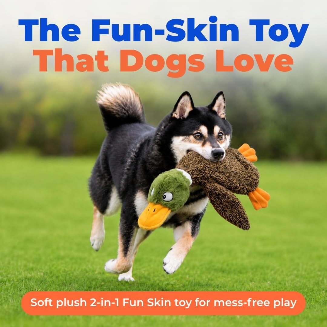 image:imageBest Pet Supplies Squeaky Dog Toys with Soft Durable Fabric for Small Medium and Large Pets Interactive Toy for Indoor Play Supports Active Biting and Play Fuchsia Green MediumBrownWild Duck