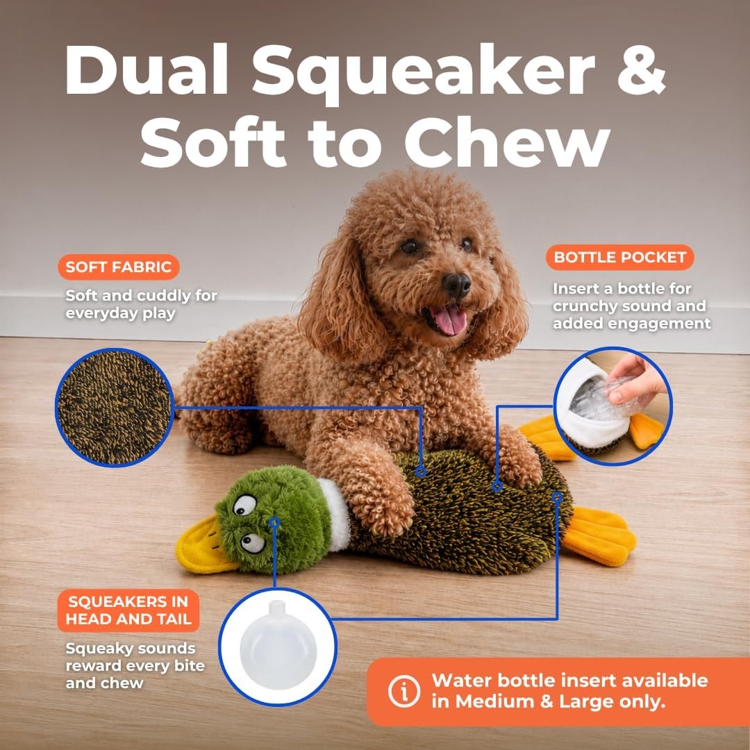 image:imageBest Pet Supplies Squeaky Dog Toys with Soft Durable Fabric for Small Medium and Large Pets Interactive Toy for Indoor Play Supports Active Biting and Play Fuchsia Green MediumBrownWild Duck