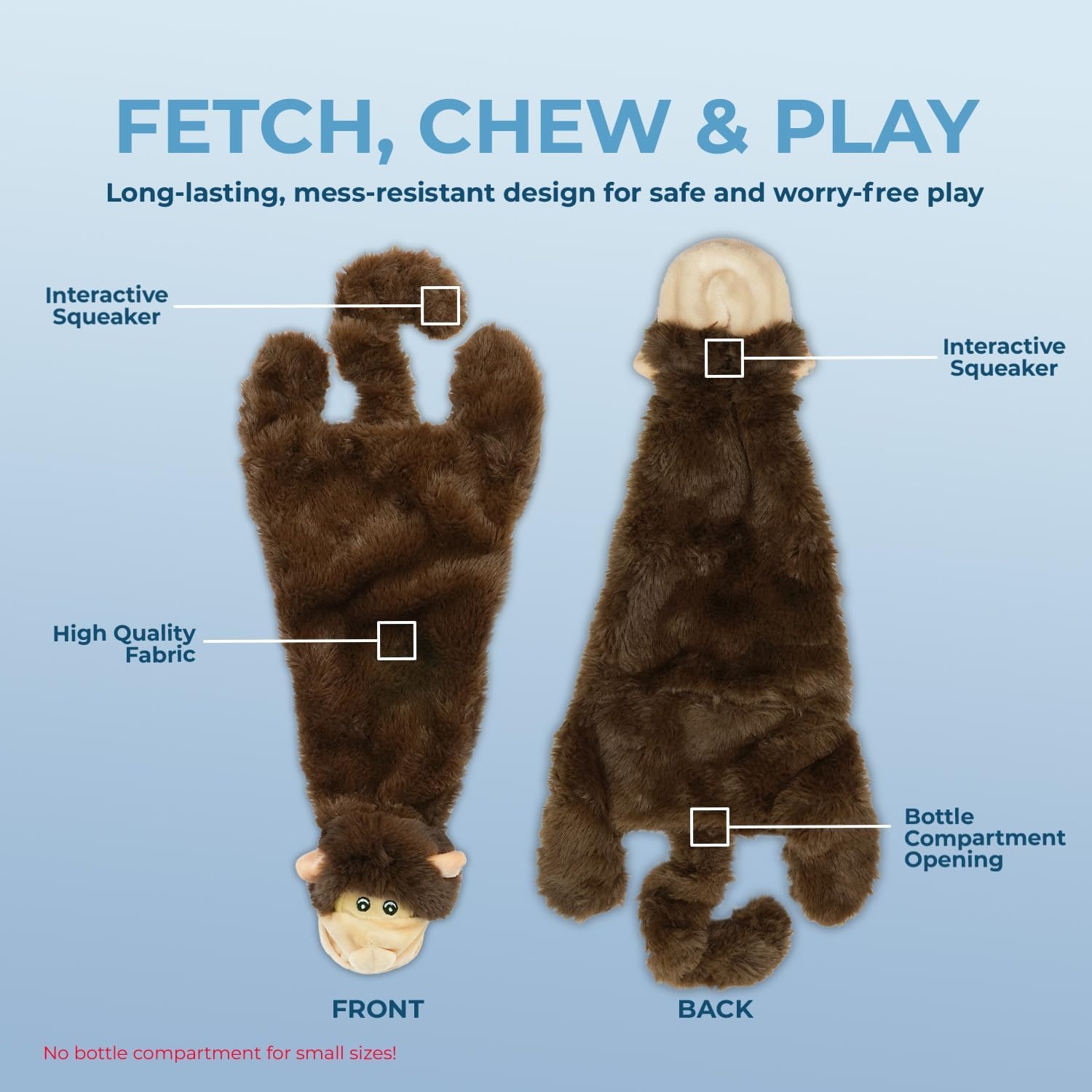 image:imageBest Pet Supplies Squeaky Dog Toys with Soft Durable Fabric for Small Medium and Large Pets Interactive Toy for Indoor Play Supports Active Biting and Play Fuchsia Green MediumBrown Monkey