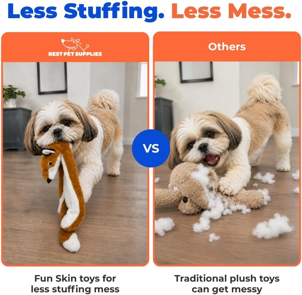 image:imageBest Pet Supplies Squeaky Dog Toys with Soft Durable Fabric for Small Medium and Large Pets Interactive Toy for Indoor Play Supports Active Biting and Play Fuchsia Green MediumBrownFox