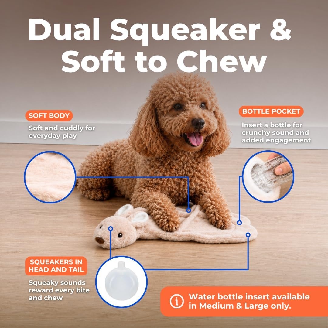 image:imageBest Pet Supplies Squeaky Dog Toys with Soft Durable Fabric for Small Medium and Large Pets Interactive Toy for Indoor Play Supports Active Biting and Play Fuchsia Green MediumBrownHare
