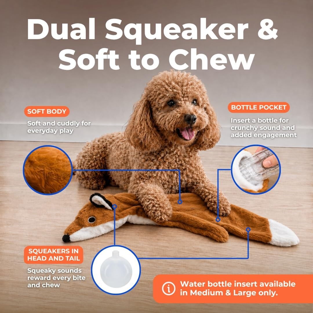 image:imageBest Pet Supplies Squeaky Dog Toys with Soft Durable Fabric for Small Medium and Large Pets Interactive Toy for Indoor Play Supports Active Biting and Play Fuchsia Green MediumBrownFox