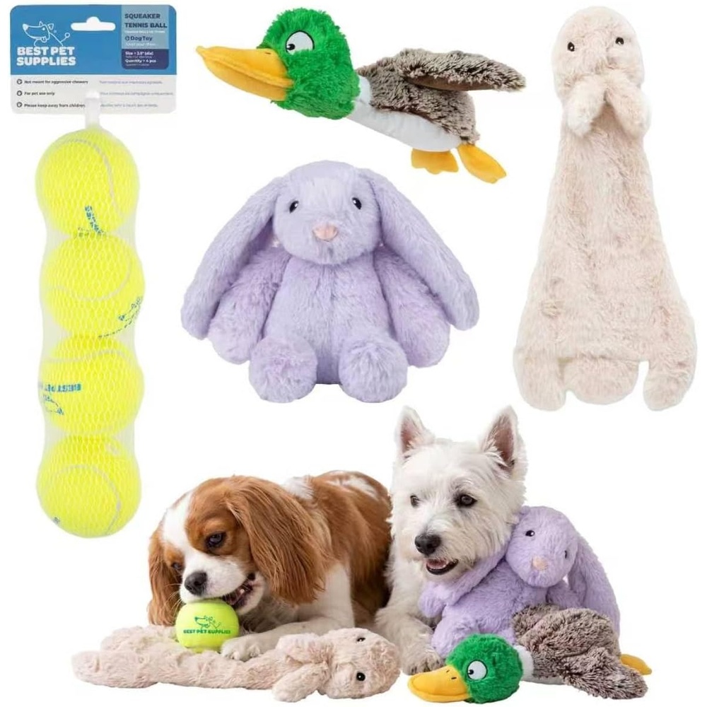 image:imageBest Pet Supplies Squeaky Dog Toys with Soft Durable Fabric for Small Medium and Large Pets Interactive Toy for Indoor Play Supports Active Biting and Play Fuchsia Green MediumRabbit Rabbit Duck