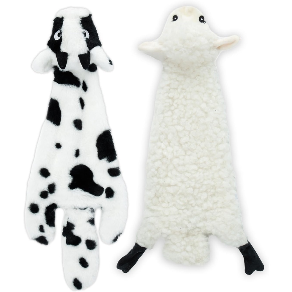image:imageBest Pet Supplies Squeaky Dog Toys with Soft Durable Fabric for Small Medium and Large Pets Interactive Toy for Indoor Play Supports Active Biting and Play Fuchsia Green MediumMulticolorSheep Cow