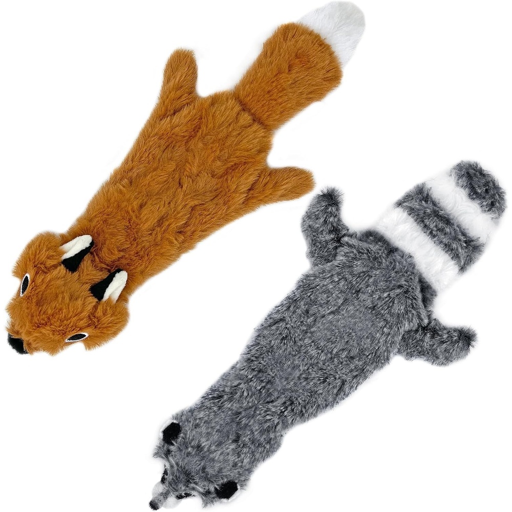 image:imageBest Pet Supplies Squeaky Dog Toys with Soft Durable Fabric for Small Medium and Large Pets Interactive Toy for Indoor Play Supports Active Biting and Play Fuchsia Green MediumMulticolorRaccoon Fox