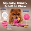 Best Pet Supplies Interactive Squeaky Dog Chew Toy, Ideal Dog Toys for Chewers, Small, Medium & Large Dogs, and Fetch Lovers – Tennis (Yellow), Medium (Pack of 4)(Crinkle Duck (Light Pink))