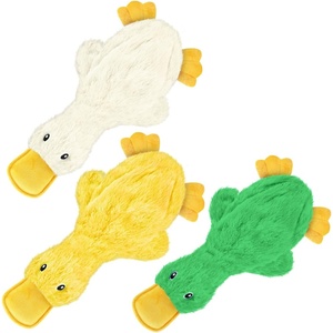 Best Pet Supplies Interactive Squeaky Dog Chew Toy, Ideal Dog Toys for Chewers, Small, Medium & Large Dogs, and Fetch Lovers – Tennis (Yellow), Medium (Pack of 4)(Crinkle Duck (White  Yellow & Green))