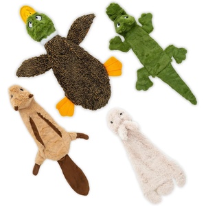 Best Pet Supplies Squeaky Dog Toys with Soft Durable Fabric for Small, Medium and Large Pets Interactive Toy for Indoor Play, Supports Active Biting and Play – Fuchsia, Green, Medium(Wild Duck  Hare  Squirrel & Alligator)