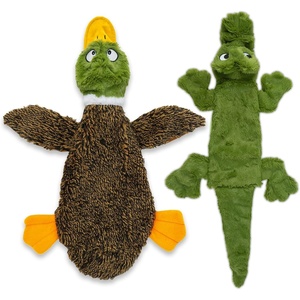 Best Pet Supplies Squeaky Dog Toys with Soft Durable Fabric for Small, Medium and Large Pets Interactive Toy for Indoor Play, Supports Active Biting and Play – Fuchsia, Green, Medium(Multicolor/Alligator & Wild Duck)