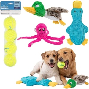 Best Pet Supplies Squeaky Dog Toys with Soft Durable Fabric for Small, Medium and Large Pets Interactive Toy for Indoor Play, Supports Active Biting and Play – Fuchsia, Green, Medium(Duck Duck Octomutant)